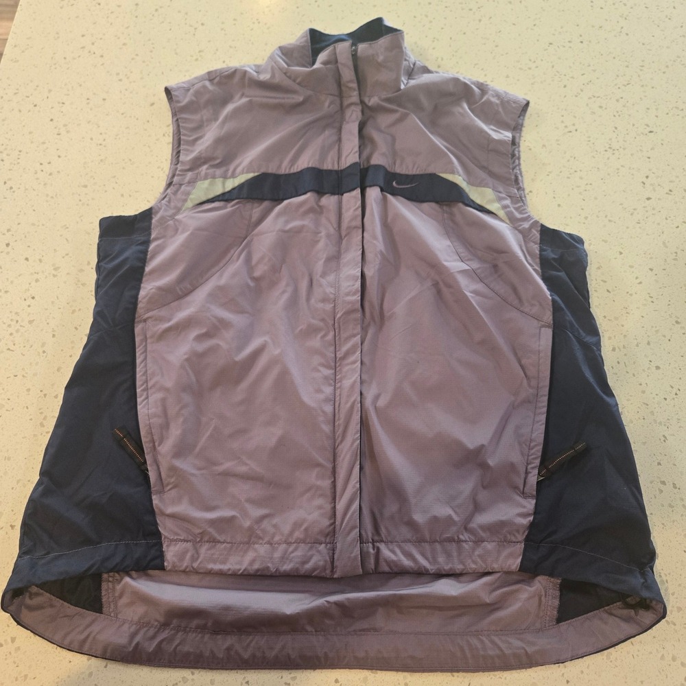 Nike Vest Womens Large L Running Purple Navy Full Zip Mesh Lined Windbreaker - Picture 3 of 10